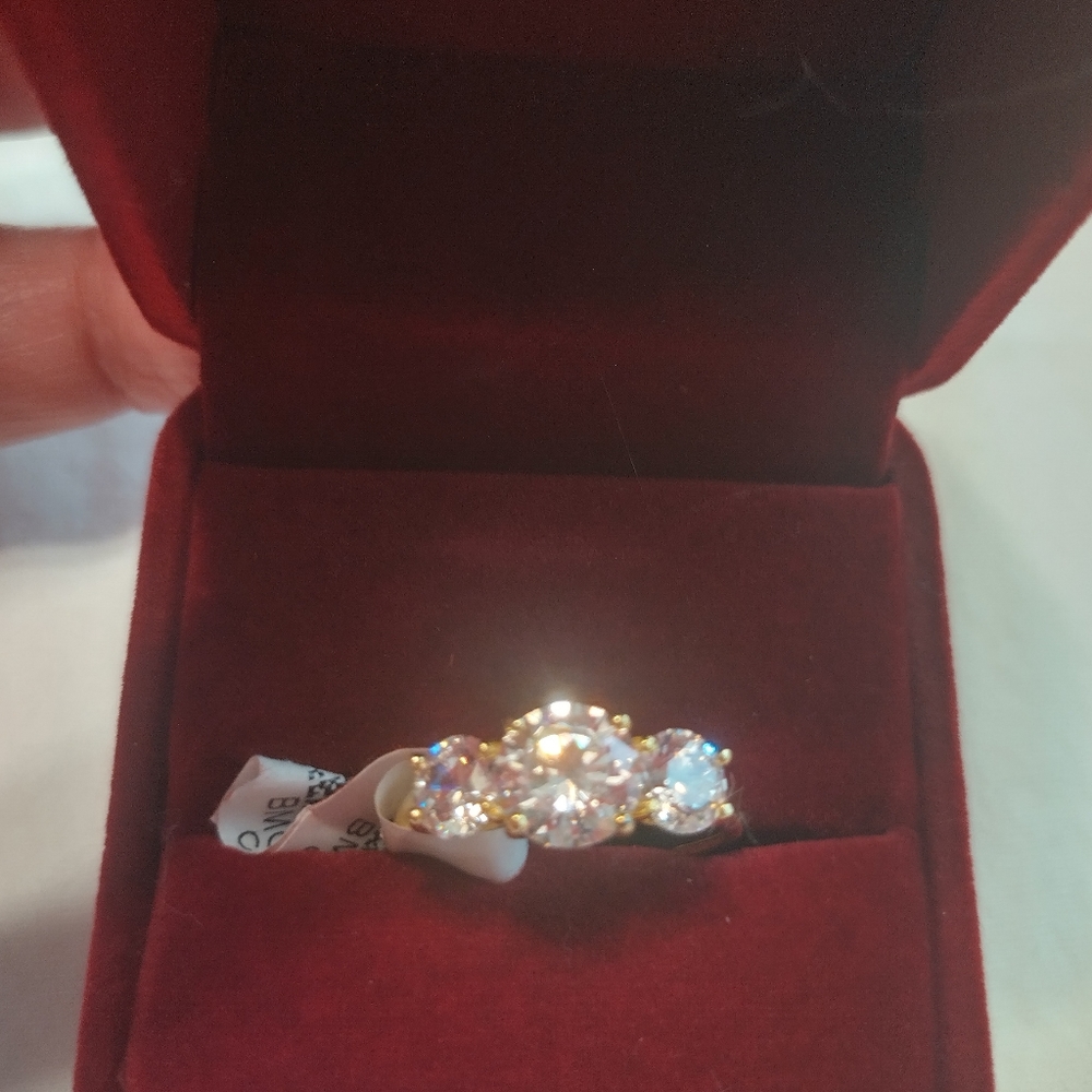BELLA LUCE White Cubic Zirconia 18K Yellow Gold Over Silver Ring. RING O…
